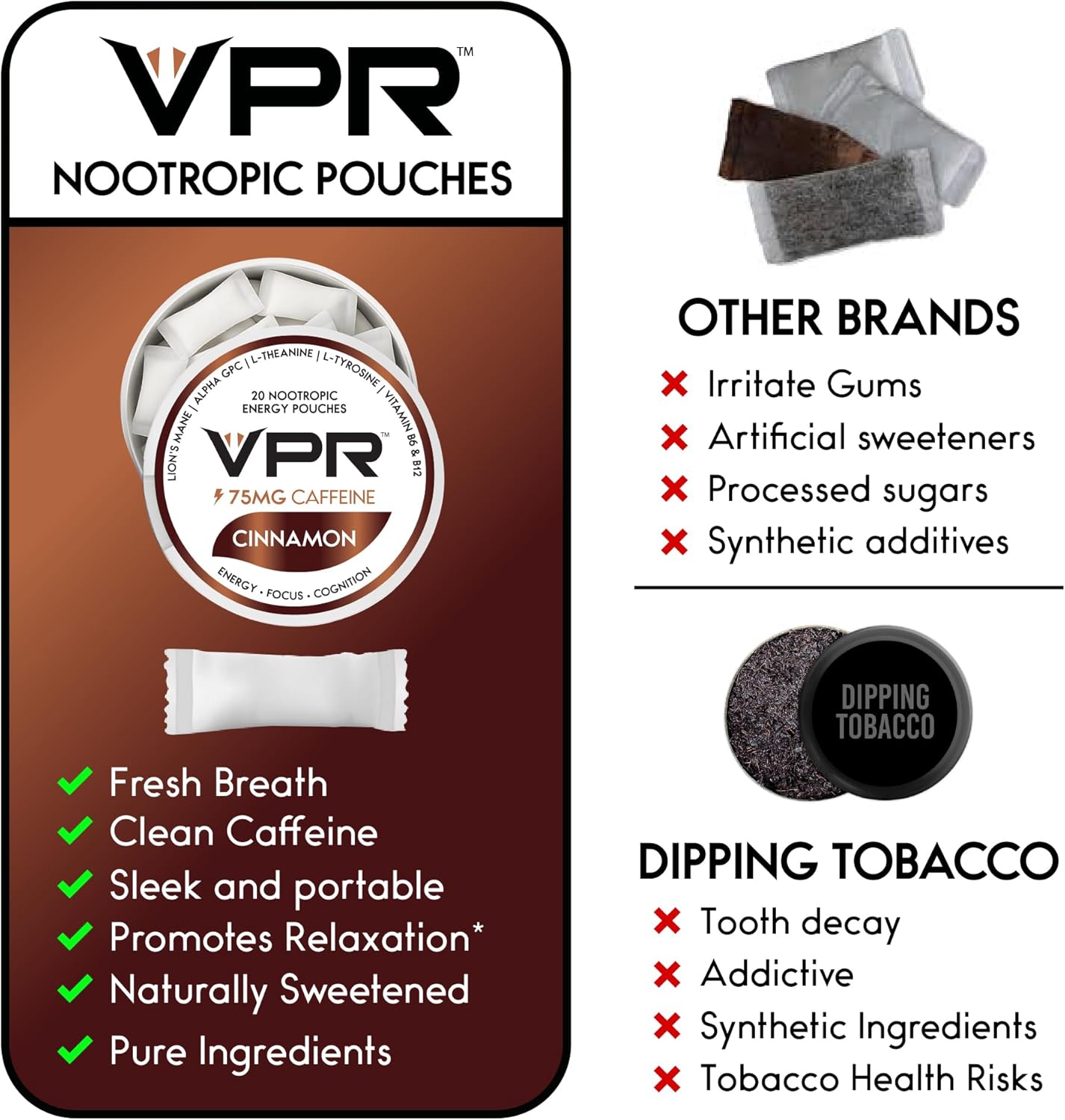 VPR 75MG Caffeine Nootropic Pouches