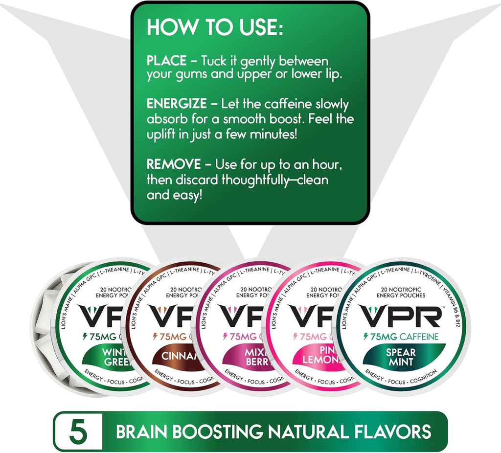 VPR 75MG Caffeine Nootropic Pouches