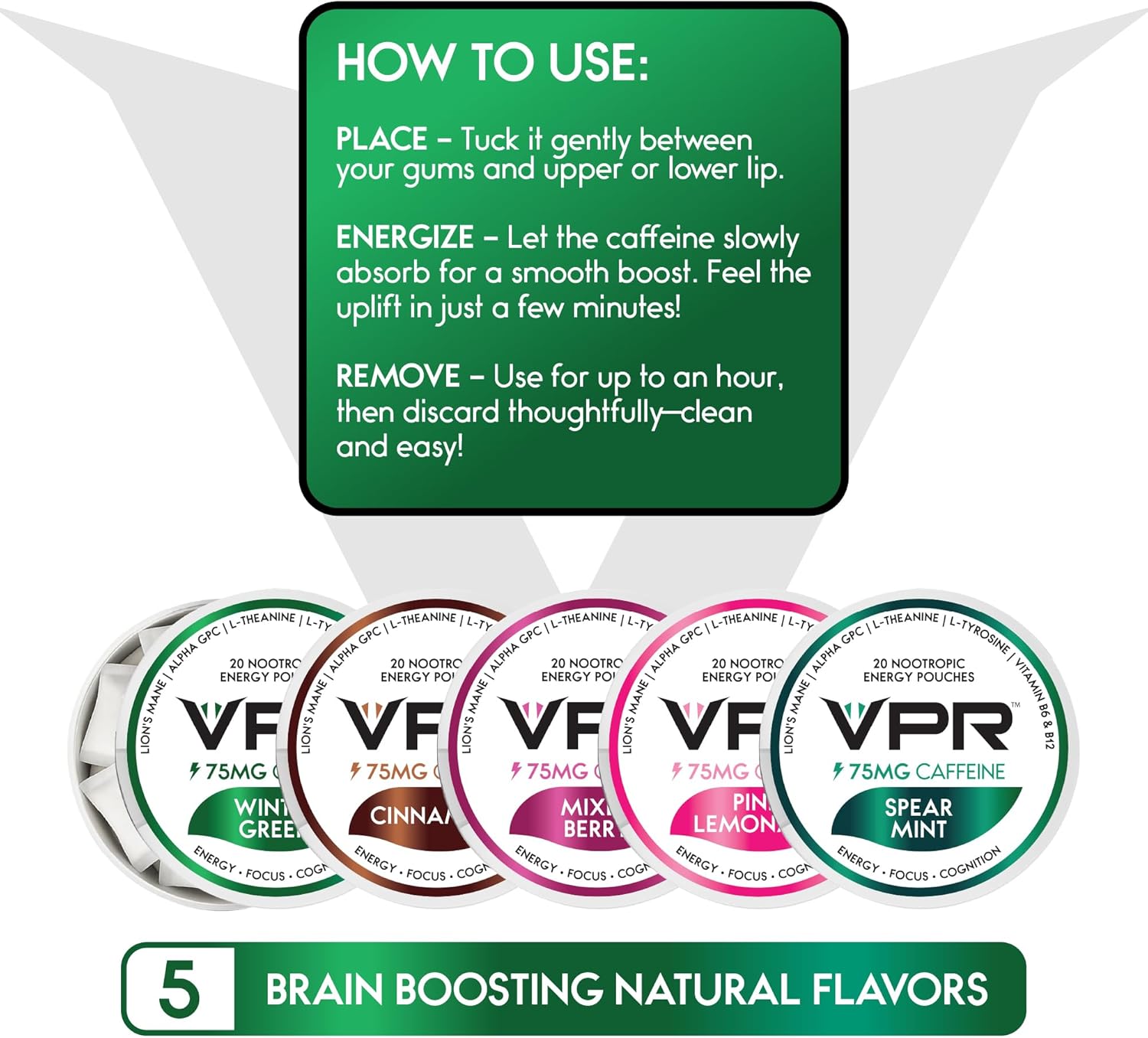 VPR 75MG Caffeine Nootropic Pouches